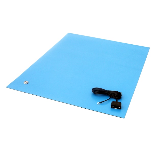24" x 36" x .080", Light Blue, Rubber Table Mat, Including Hardware
